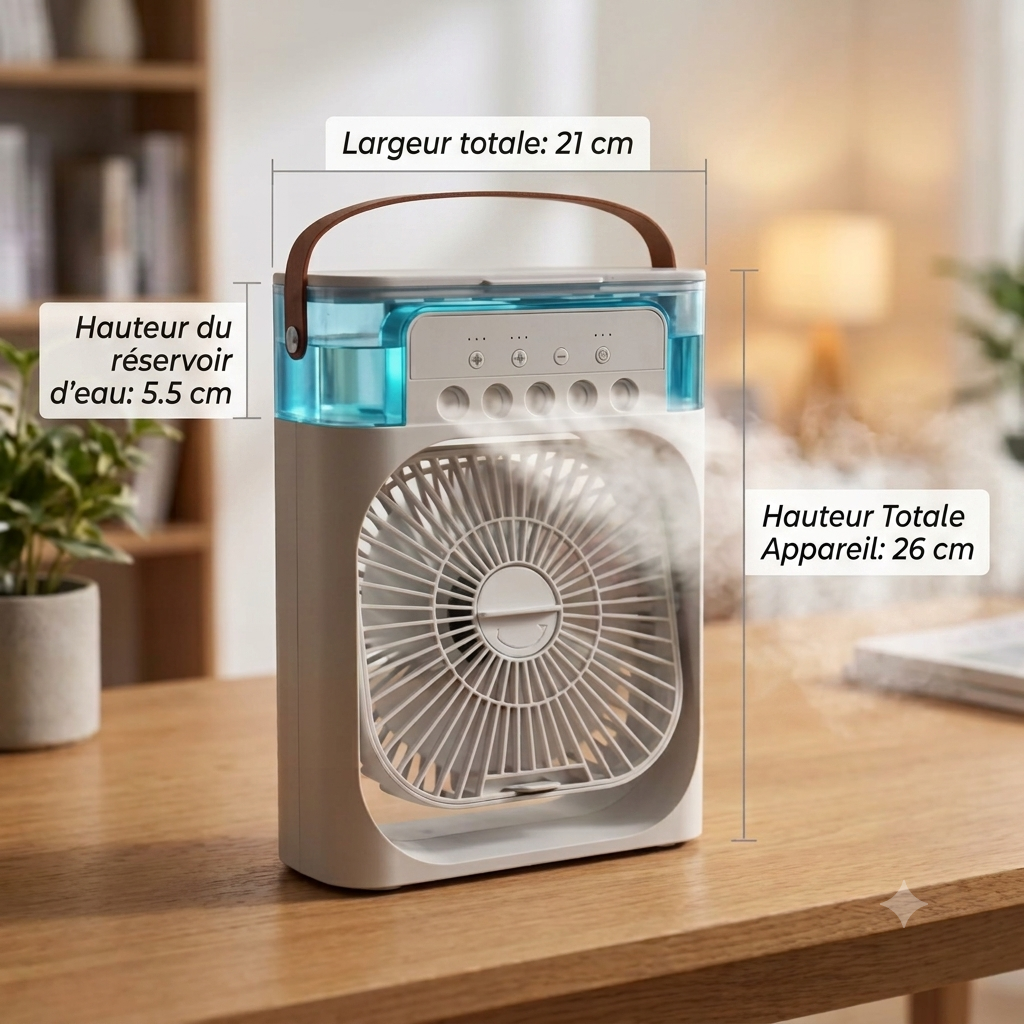 AERO - mini climatiseur portable 3-en-1 | Ventile, Rafraîchit & Humidifie