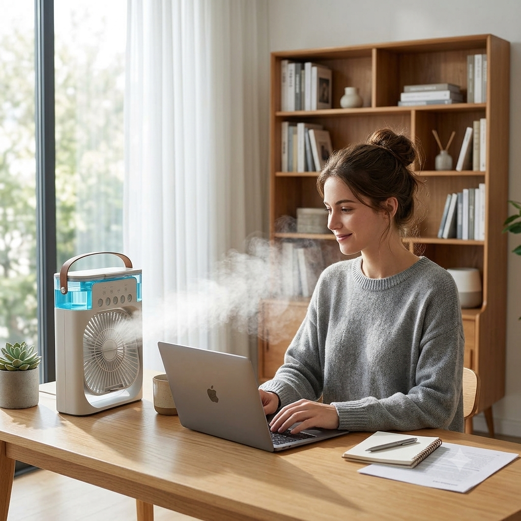 AERO - mini climatiseur portable 3-en-1 | Ventile, Rafraîchit & Humidifie